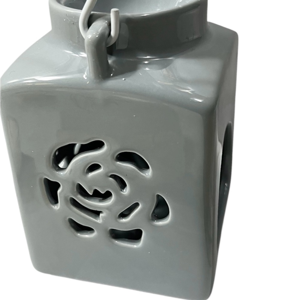Gray Ceramic Tealight Lantern Wax Melter Oil Burner - Home Fragrance Decor